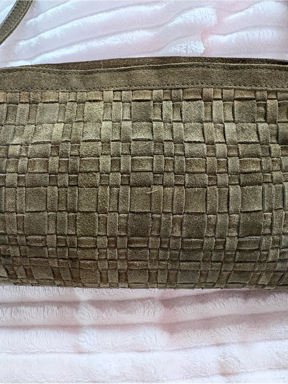 VILENCA Genuine Leather Brown Woven Suede Shoulder Bag NWT - Picture 4 of 16